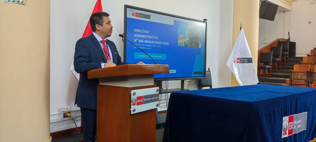 Presentación de la Directiva Administrativa N.º 396-MINSA/DIGEP-2026 sobre el internado en ciencias de la salud, en el auditorio del Ministerio de Salud