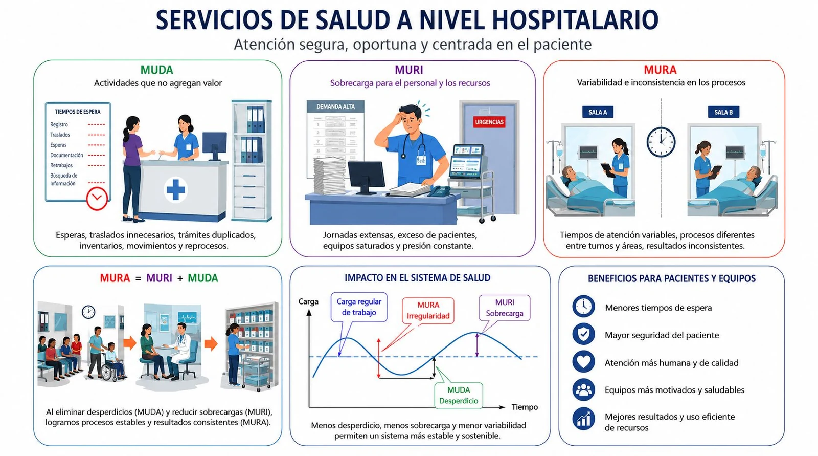 Infografía: MUDA, MURI y MURA en servicios de salud a nivel hospitalario — Dr. Alberto Gonzales Guzmán
